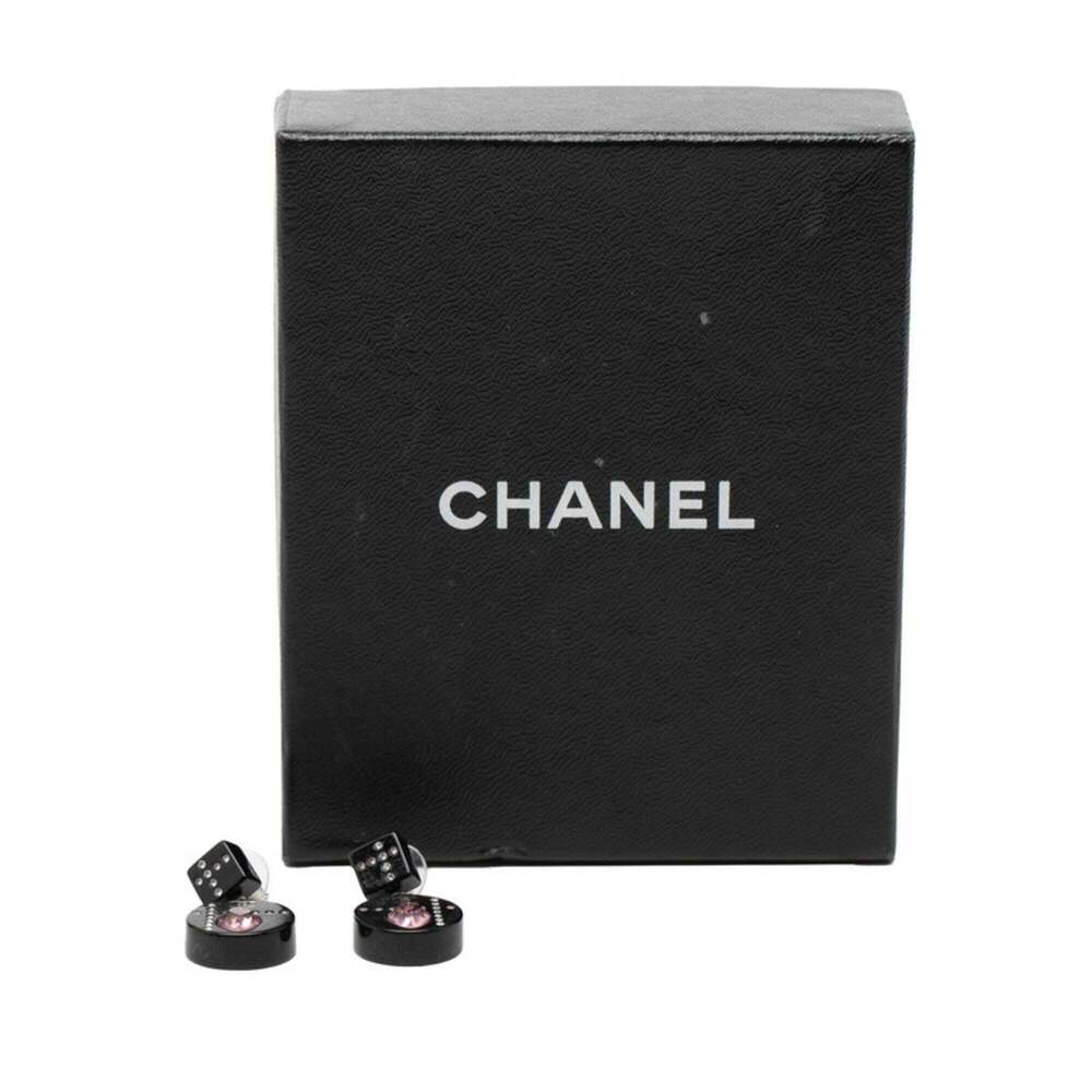CHANEL Authentic Black Logo Earrings - Picture 5 of 5